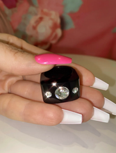 Black Acrylic Crystal Cube Ring