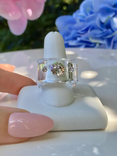 Transparent Crystal Lucite Cube Ring