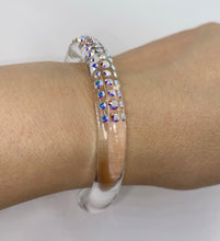 Iridescent Acrylic Cuff Bracelet With Aurora Borealis Crystals