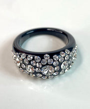 Black Acrylic Ring With Crystals