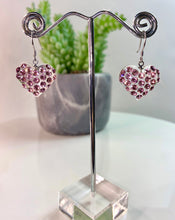 Heart Shaped Lucite Earrings With Pink Crystals