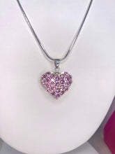 Mini Pink Crystal Heart Necklace With Chain
