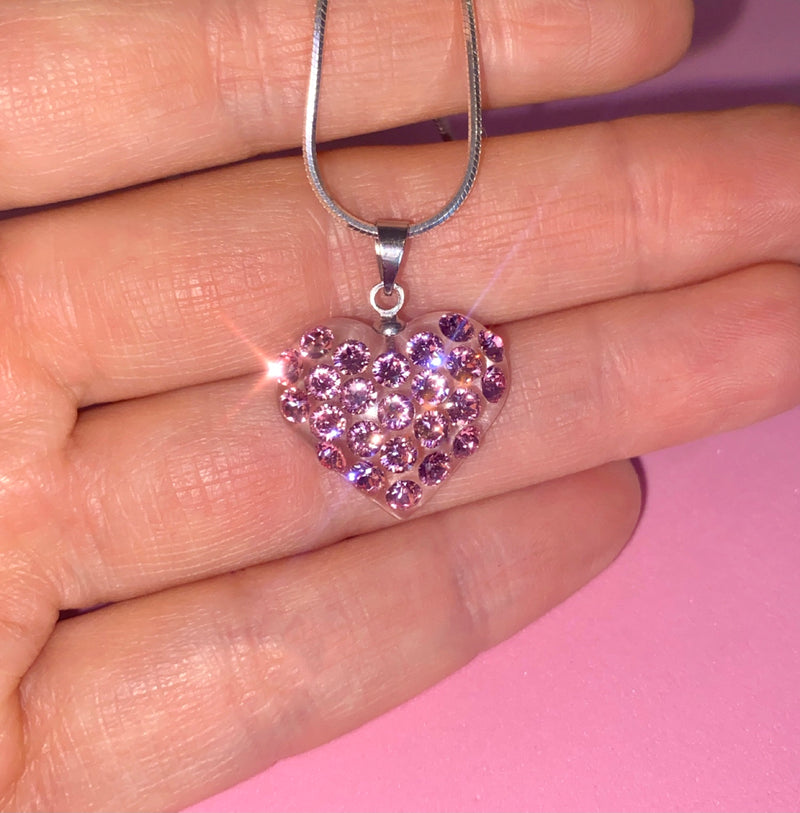 Rosecliff Small Heart Diamond & Pink Sapphire Necklace in 14k Gold (Oc