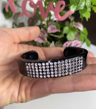 Black Acrylic Cuff Bracelet With Crystal Rhinestones