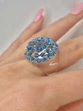 Blue Crystal Lucite Ring In Clear
