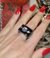 Black Acrylic Crystal Cube Ring