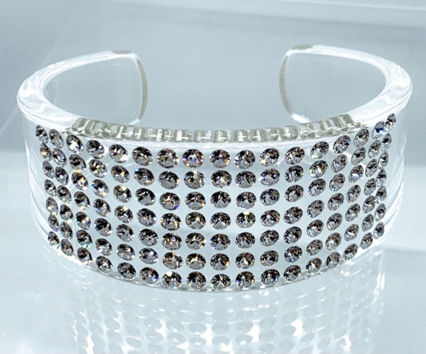 J.Crew Cut Crystal Glass Statement Bracelet Gunmetal Tone Fashion Jewelry  8” | eBay