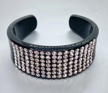 Black Acrylic Statement Cuff Bracelet With Crystal Rhinestones