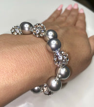 Silver Crystal Pearl Stretch Bracelet