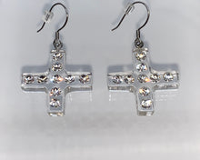 Clear Acrylic Cross Dangle Earrings With Crystal Rhinestones