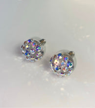Clear Acrylic Stud Earrings With Aurora Borealis Crystal Rhinestones