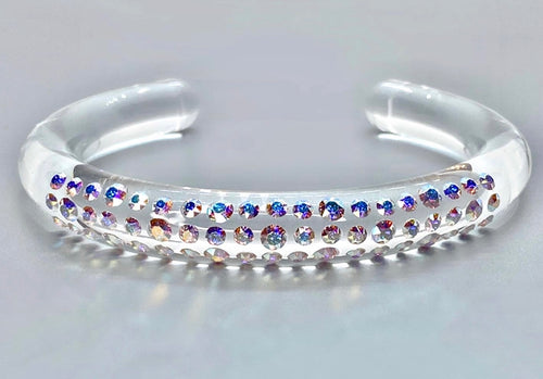 Iridescent Acrylic Cuff Bracelet With Aurora Borealis Crystals