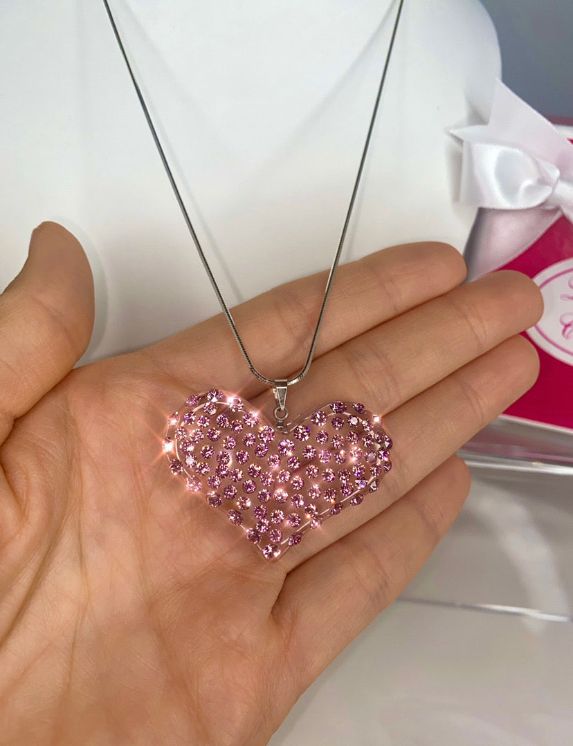 Bermuda Blue Swarovski Crystal Heart Necklace-Sterling Silver – Purple Poem  Craft