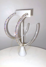 Oversized AcrylicHoop Earrings With Iridescent Crystals