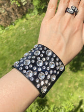 Large Black Acrylic Cuff Bracelet With Crystal Rhinestones
