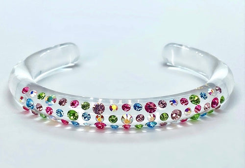 Acrylic Cuff Bracelet With Mixed Crystal Stones