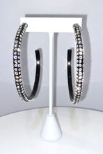 Oversized Black Acrylic Crystal Hoop Earrings