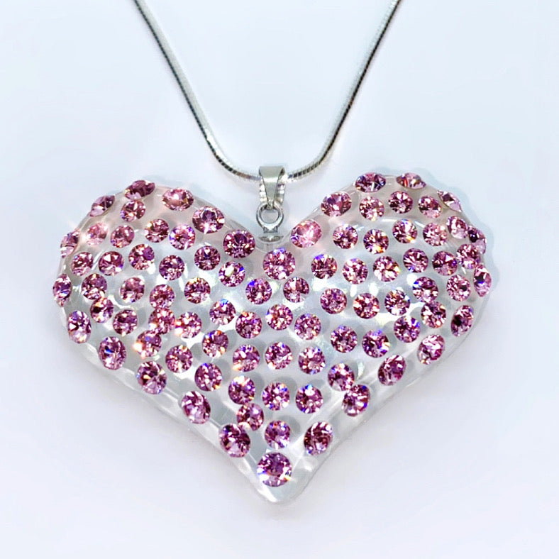Acrylic Crystal Heart Necklace Pink | Crystal heart necklace, Pink heart  necklace, Heart necklace