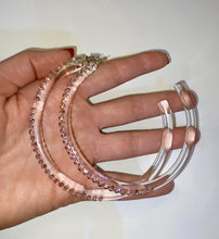 Oversized Acrylic Hoop Earrings With Pink Crystals