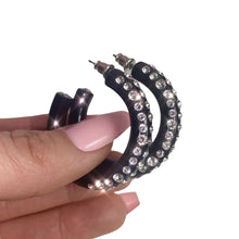 Black Acrylic Hoop Earrings With Crystal Rhinestones
