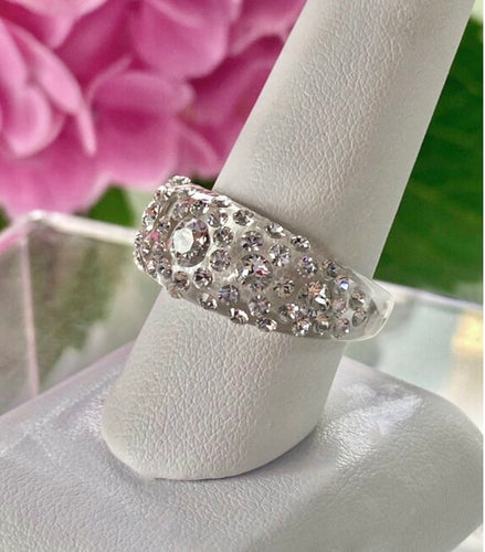 Clear Acrylic Crystal Ring With Crystals
