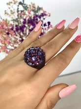 Purple Mixed Crystal Crystal Acrylic Ring In Black