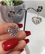 Heart Shaped Lucite Earrings With Crystals
