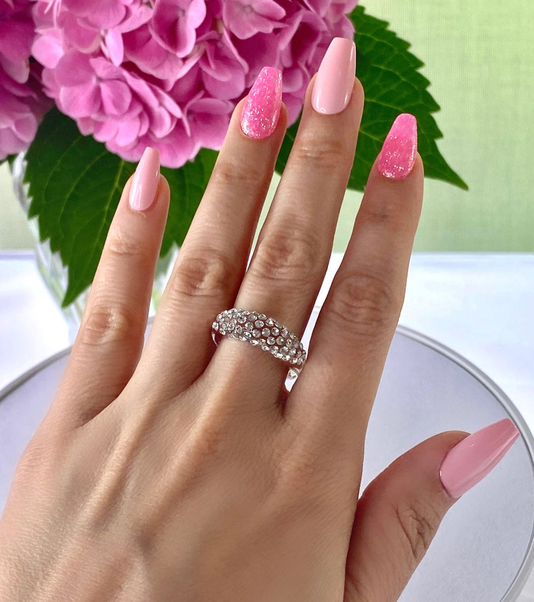 Clear Acrylic Ring With Crystal Rhinestones