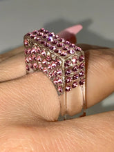 Rectangular Crystal Ring In Pink