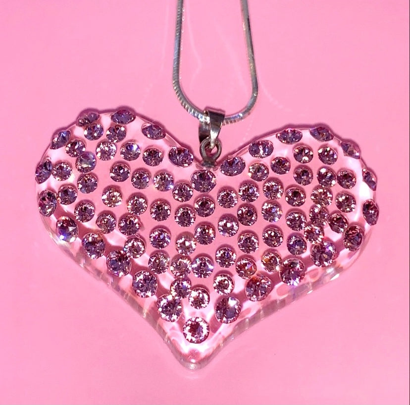 Barbie Murano Crystal Heart Pendant Necklace - Pink