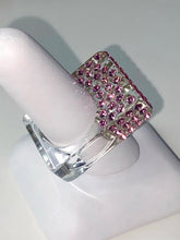 Rectangular Crystal Ring In Pink