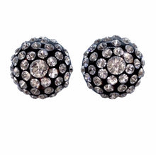 Large Black Acrylic Stud Earrings With Crystal Rhinestones