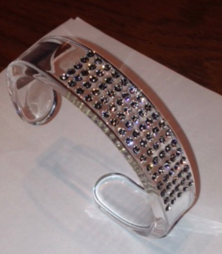 Transparent Acrylic Cuff Bracelet With Crystal Rhinestones