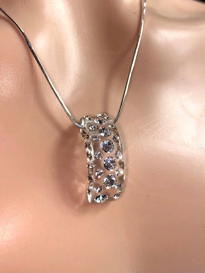 Lucite Necklace With Crystal Rhinestones