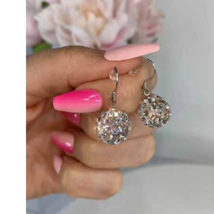 Clear Acrylic Ball Dangle Earrings With Crystal Rhinestones